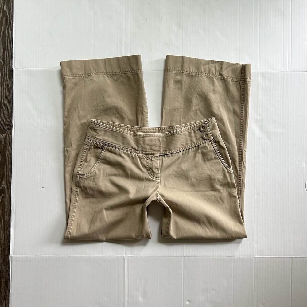 2000s Victorias Secret London Jean Wide Leg Chino Pants Button Detail Preppy